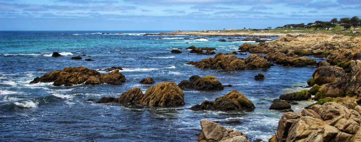 Pebble Beach Monterey Scenic 17 Mile Drive, ocean and rocky landscape